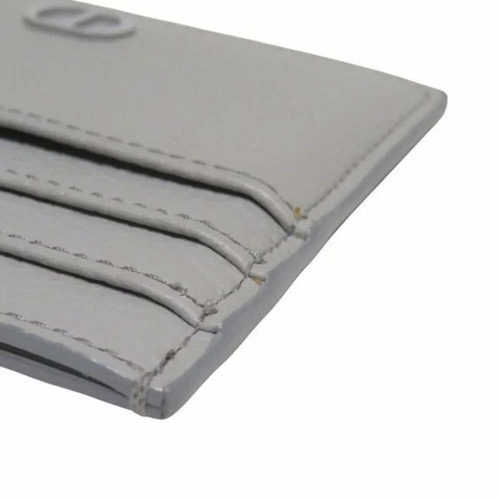 Dior CD Icon Card Holder Case Gray Leather